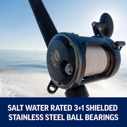 6'6" Saltwater Fishing Rod and Reel Combo, 1-Piece Medium Heavy Fast Action, Black/Gold