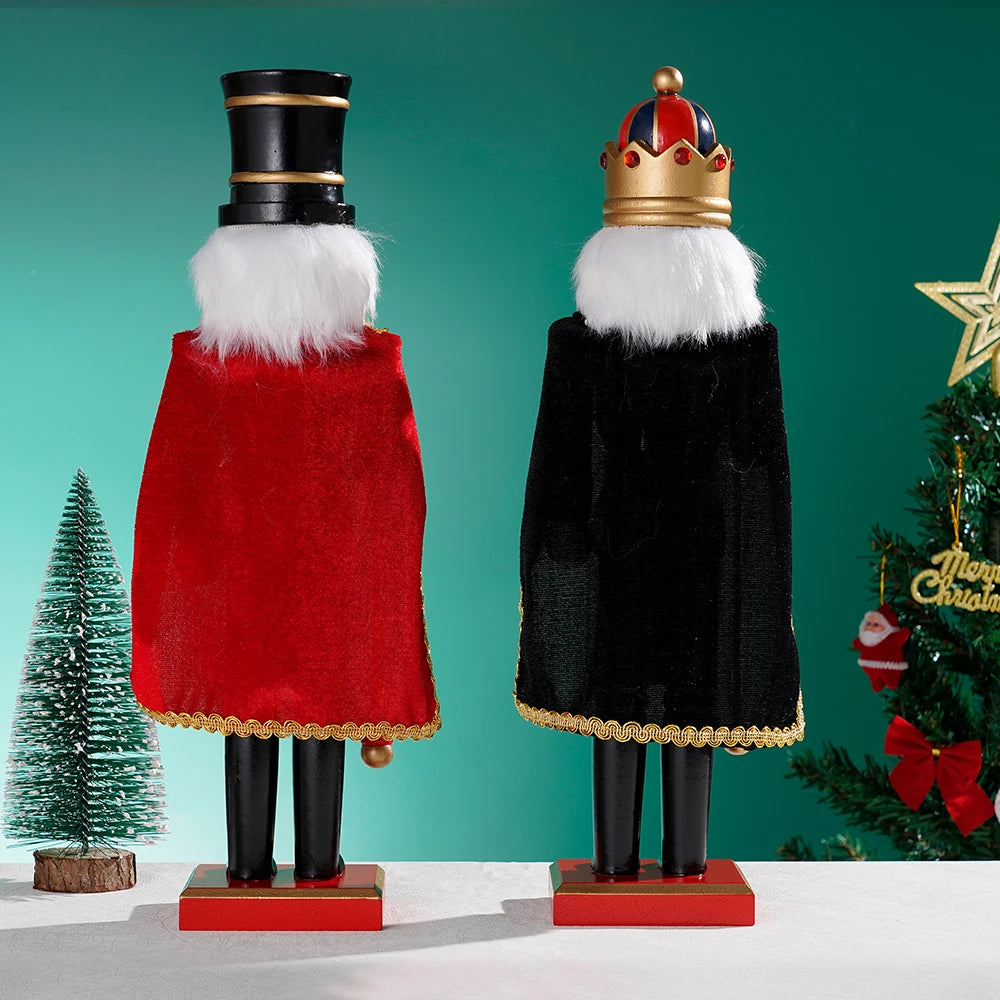 38CM 1Pcs Red Black nutcracker Cape Soldier Jane European Home Living Room tabletop decoration Christmas gift