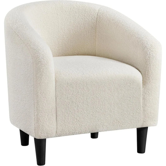 Accent Barrel Chair, Boucle Fabric Club Chair, Furry Sherpa Elegant Armchair with Cozy Soft Padded, Suitable for Living Room Be