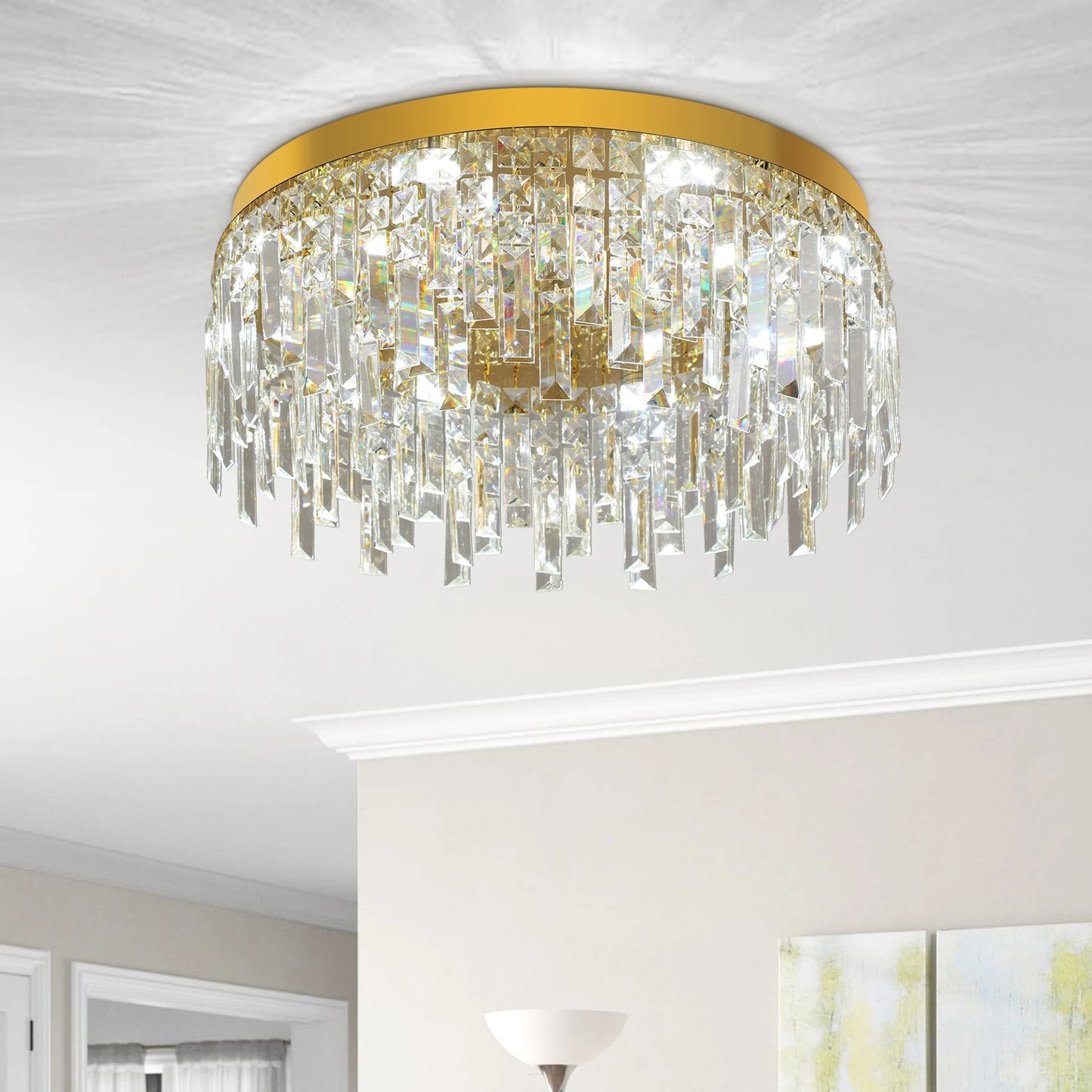 Gold Crystal Ceiling Chandelier Home Decoration Luxury Led Ceiling Light Living Room Ceiling Lamp Room Kitchen Diameter 50cm ﻿ ﻿