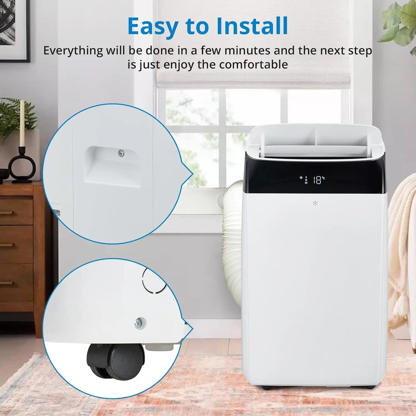 Portable Air Conditioner 3 in 1 Air Conditioner 14000BTU with Sleep Mode Auto Swing with Cooling Dehumidifier & Fan Modes