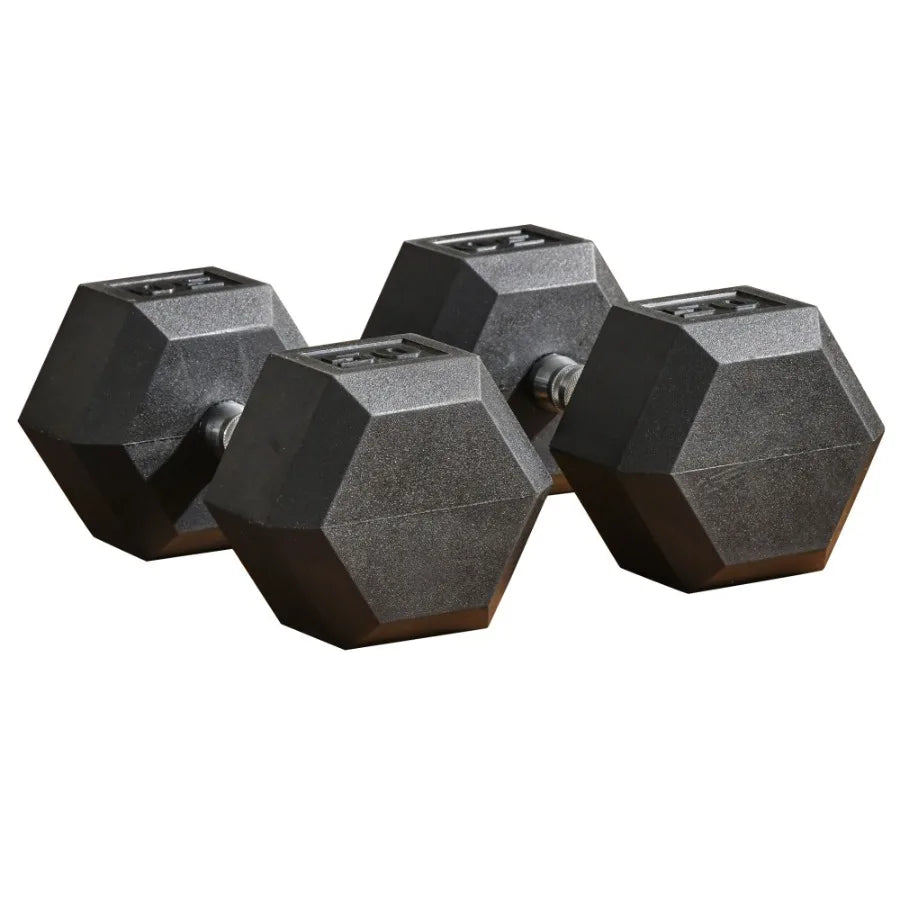 2 x 50lbs Hex Dumbbell Set Rubber Weights Exercise Fitness Dumbbells with Non-Slip Handles Anti-roll for Women or Men Home Gym