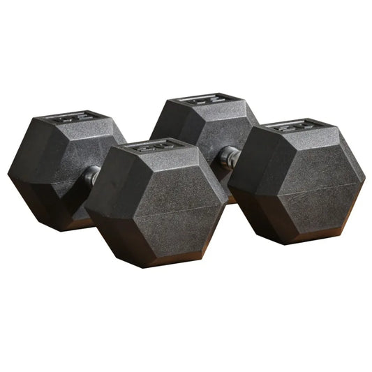 2 x 50lbs Hex Dumbbell Set Rubber Weights Exercise Fitness Dumbbells with Non-Slip Handles Anti-roll for Women or Men Home Gym