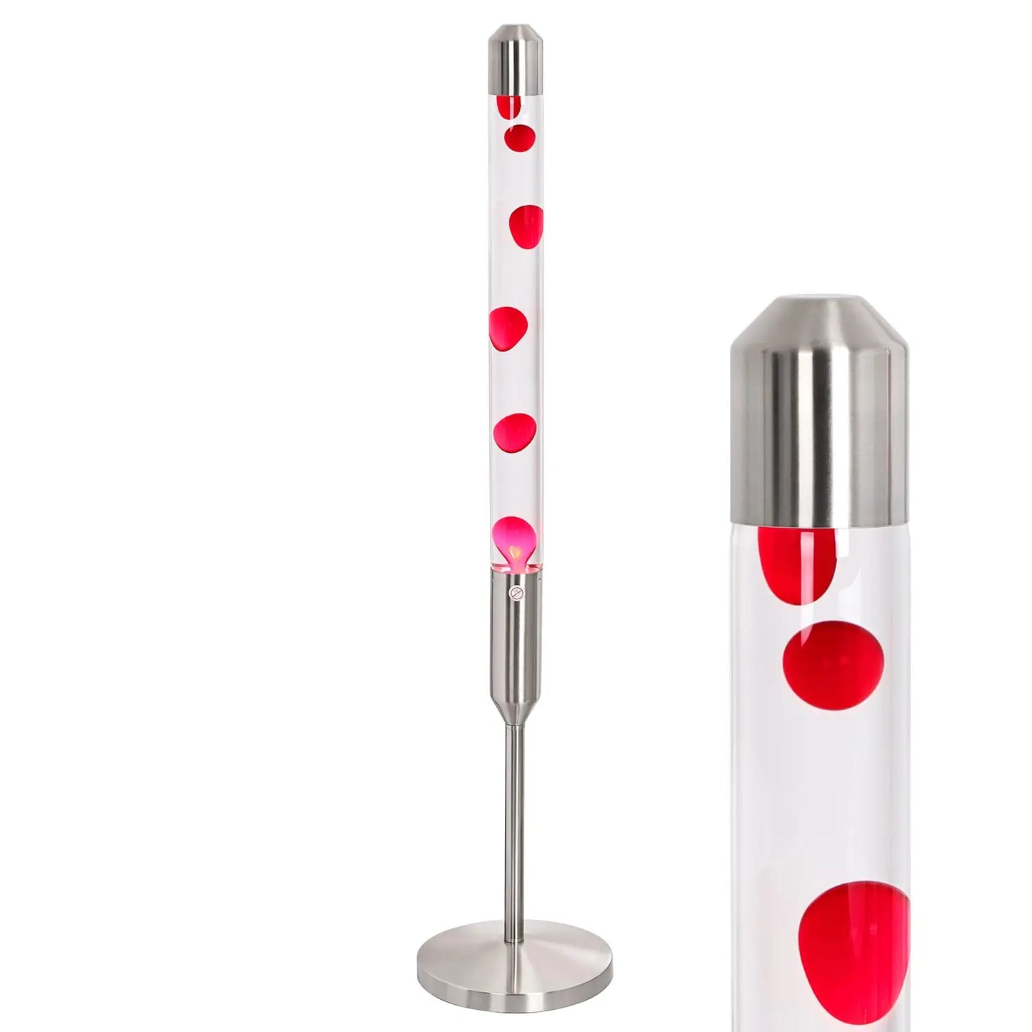 47.5 Inch Mood Lamp, Flowing Wax Liquid Motion Light for Living Room Decor, Silver Base Red Wax