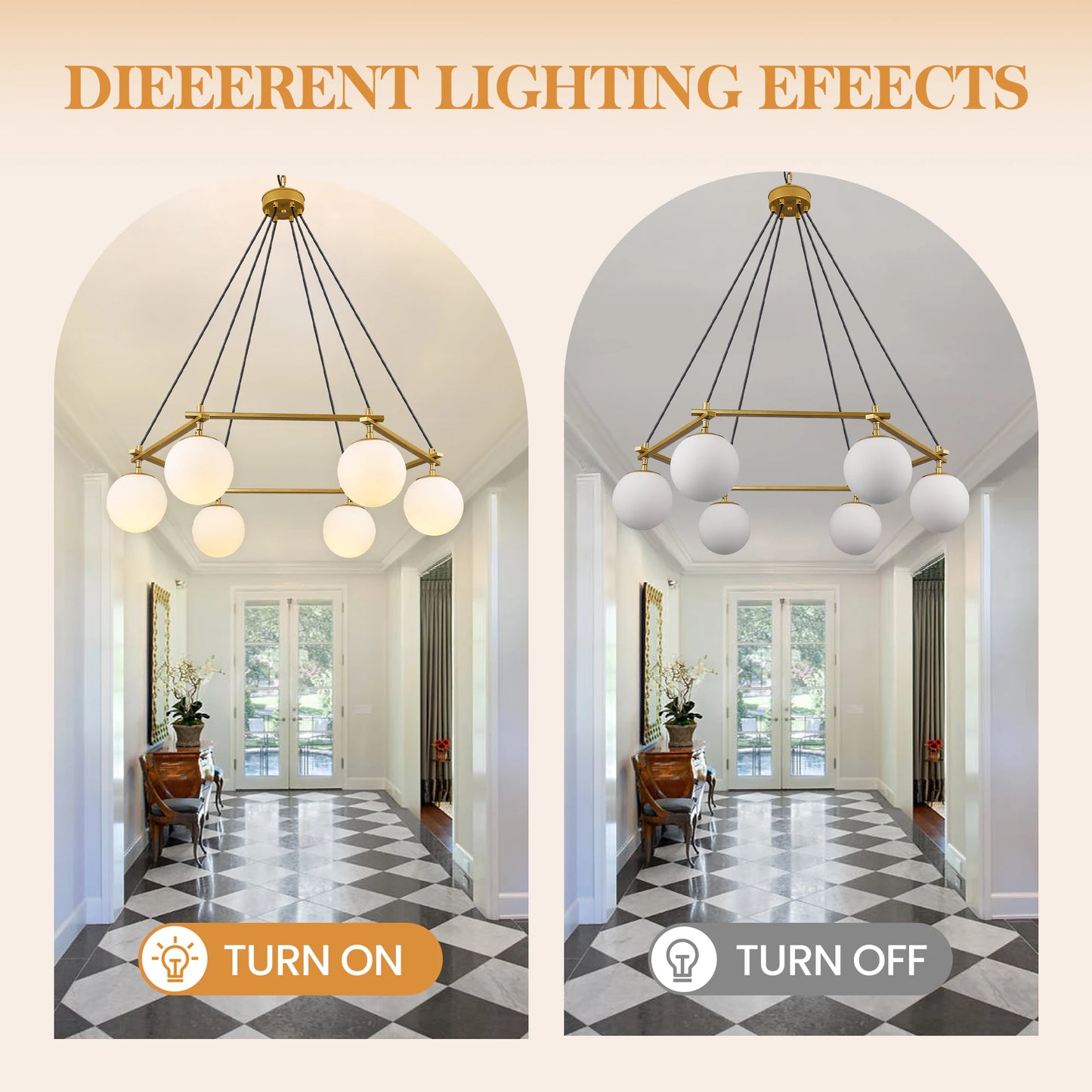 Nordic Modern LED Pendant Gold Light White Glass Ball 6 Heads Hanging Lamp for Kitchen Living Dining Room Suspension Luminaire