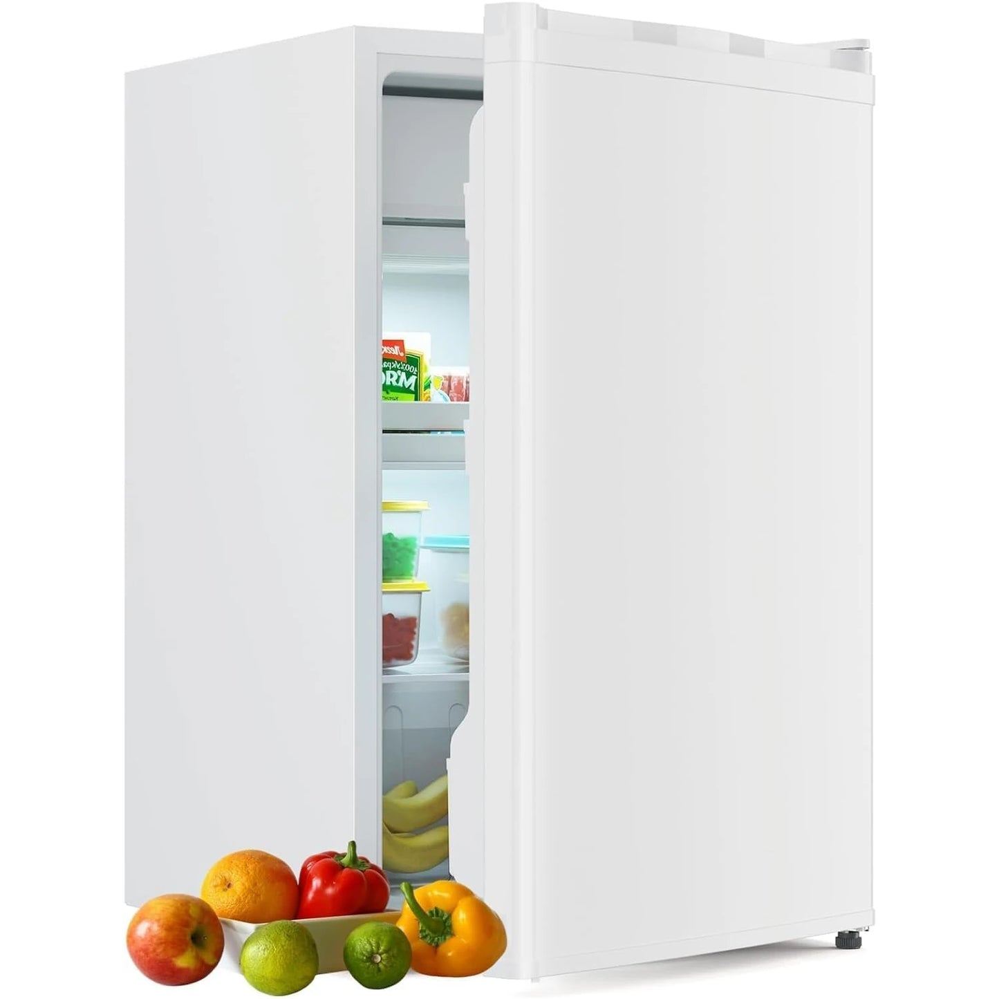 4.3 Cu.Ft Mini Fridge with Freezer, Compact Single Door Refrigerator Adjustable Thermostat Energy-Efficient & Low Noise