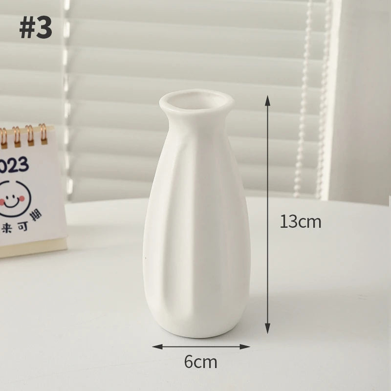 White Ceramic Vases Decorative Pottery Vase Dried Arrangement Flower Bottle Vases Decoration Home Room Decor Modern Decor Vases