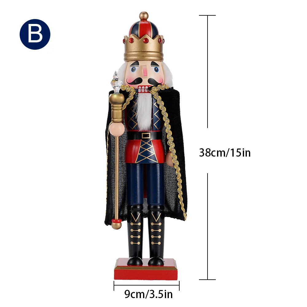38CM 1Pcs Red Black nutcracker Cape Soldier Jane European Home Living Room tabletop decoration Christmas gift