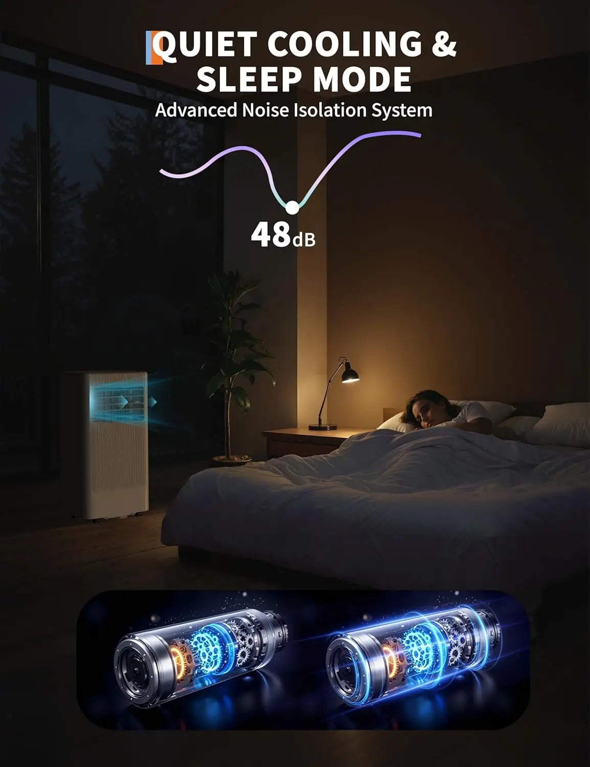 8,000 BTU Portable Air Conditioner, 3-in-1 Portable AC Units for Rooms with Cool/Dry/Fan Modes, Fast Cooling Up to 350 Sq. Ft,