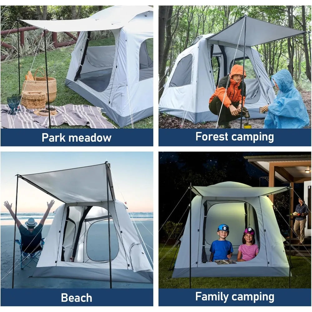Quick Setup Tent,Automatic Inflatable Camping Tent,Easy Set up 3-4 Person Glamping Outdoor 4 Season Air Blow Up Tents, Rainfly &
