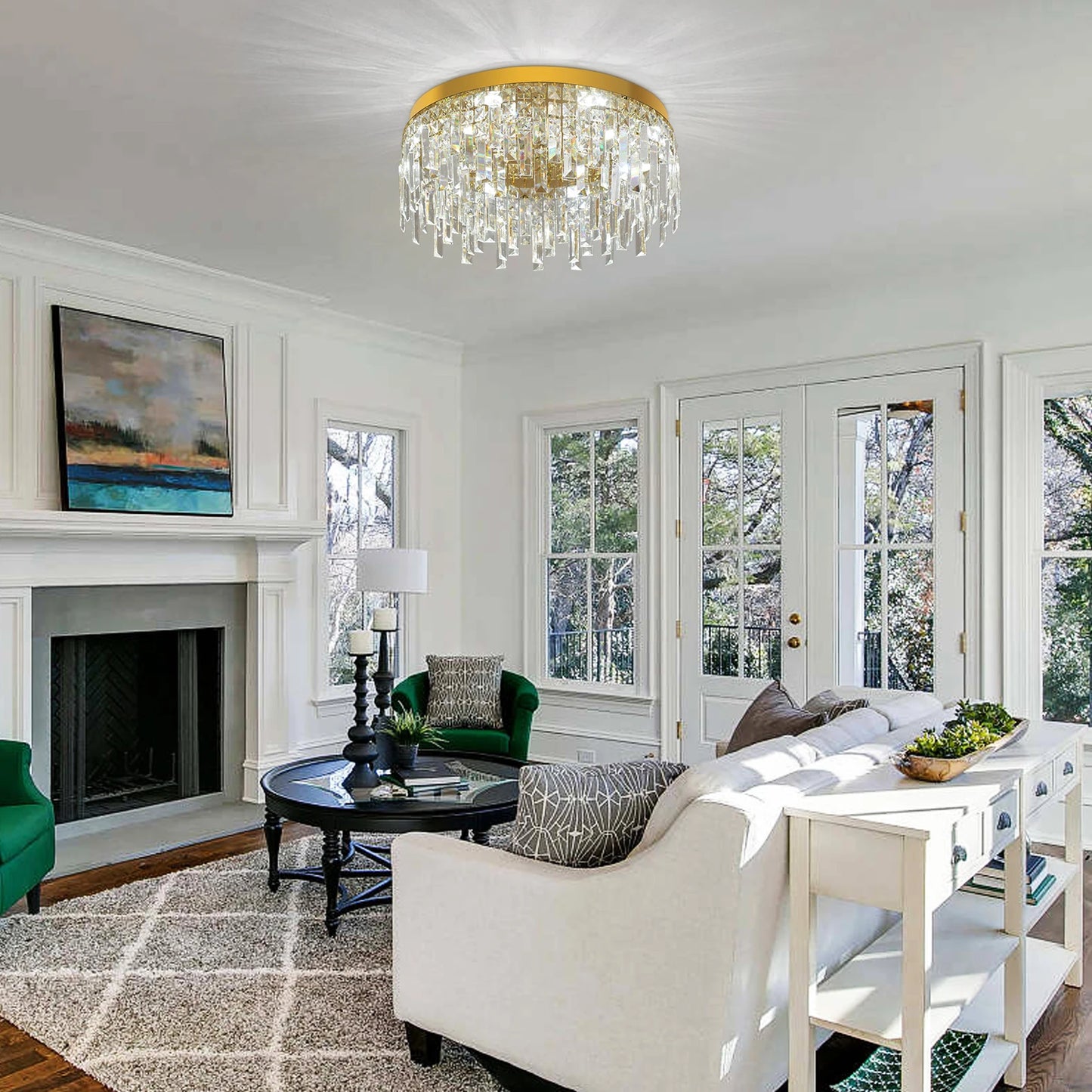 Gold Crystal Ceiling Chandelier Home Decoration Luxury Led Ceiling Light Living Room Ceiling Lamp Room Kitchen Diameter 50cm ﻿ ﻿