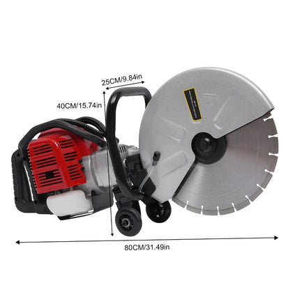 Gas Powered Cement Wet Dry Masonry Concrete Cut Off Saw 1400W 52CC Circular Saws With 350Mm Blade Adjustable Cutting Depth
