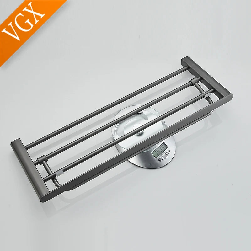 VGX Gold Bathroom Towel Holder Stainless Steel Towel Rack Folding Movable Bath Towel Bar Bathroom Hardware Accessories Grey