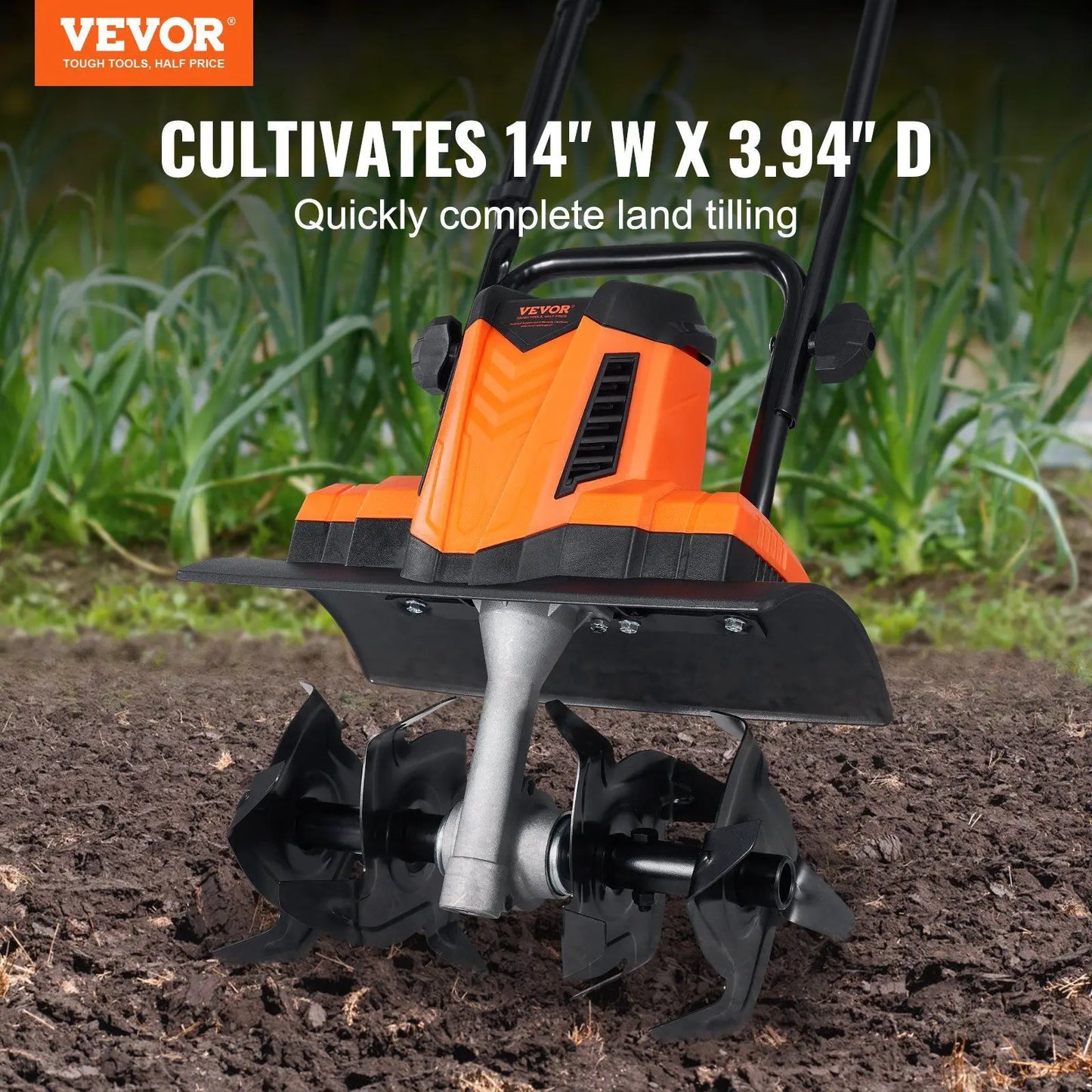 10 Amp Electric Tiller 14 Inch Tilling Width 3.94 Inch Depth Corded Cultivator for Garden Lawn Soil Loosening and Digging