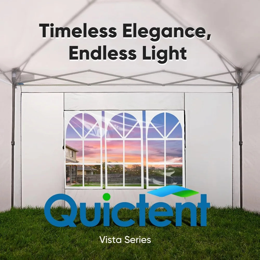 Quick Setup 10x20 Foot Pop Up Canopy Tent with Side Panels for Outdoor Events and Parties with Windowed Walls