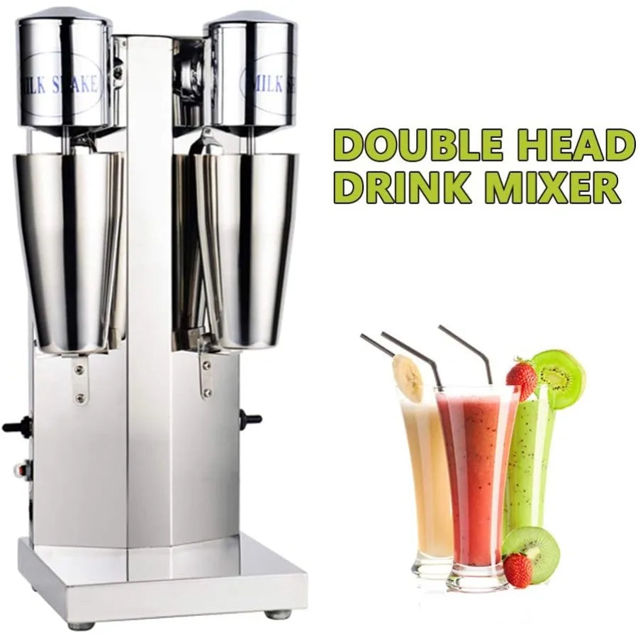 Electric Milkshake Machine 360W High-Speed Commercial Blender for Smoothies and Shakes with 14000rpm Dual-Head Mixer Stainless
