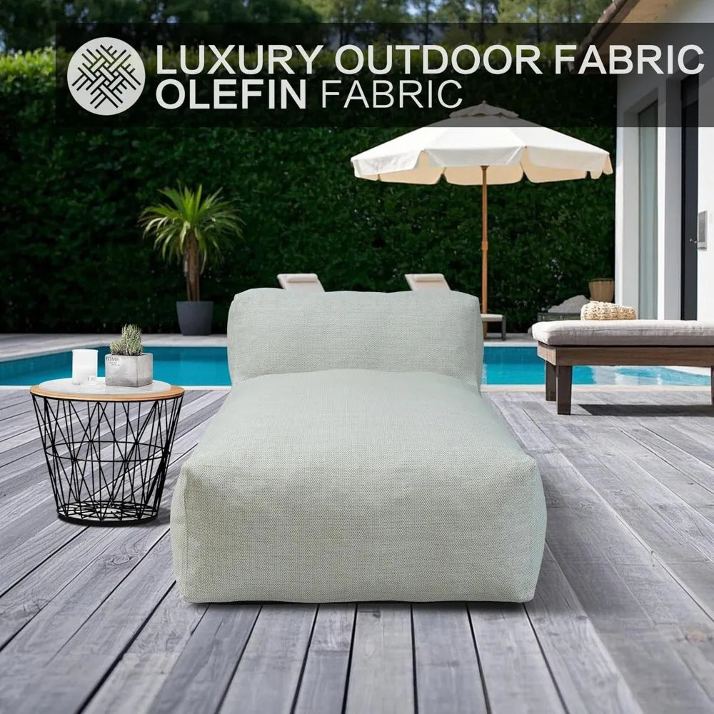 "Poolside Comfortable Foam Bean Bag Lounge Chair, Outdoor Waterproof Patio Sofa, Relaxing Daybed Couch"