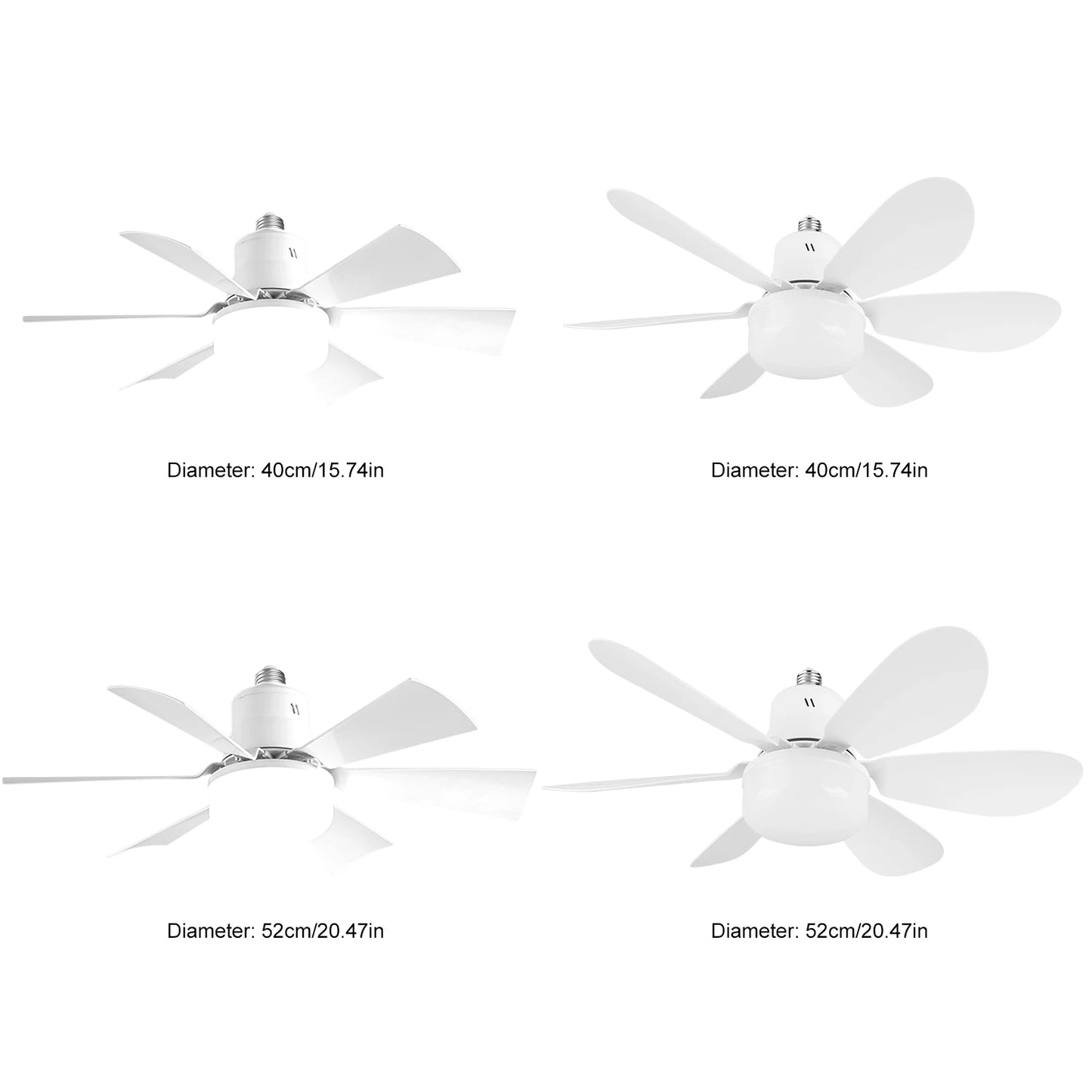 Screw in Ceiling Fan in Light Socket with Remote 3 Speeds Dimmable with Extender & 6 Blades for Bedroom Kitchen Living Room