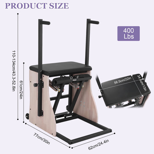 Oak Wood Yoga Fitness Trainer with Adjustable Resistance with Springs Split Pedal Handles for Yoga Core Training Rehabilitation