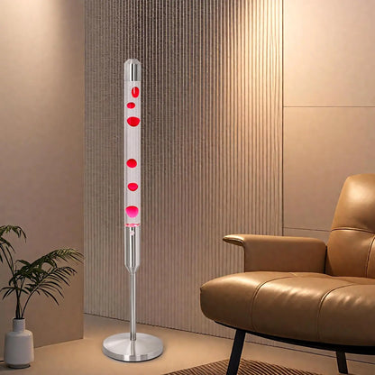 47.5 Inch Mood Lamp, Flowing Wax Liquid Motion Light for Living Room Decor, Silver Base Red Wax