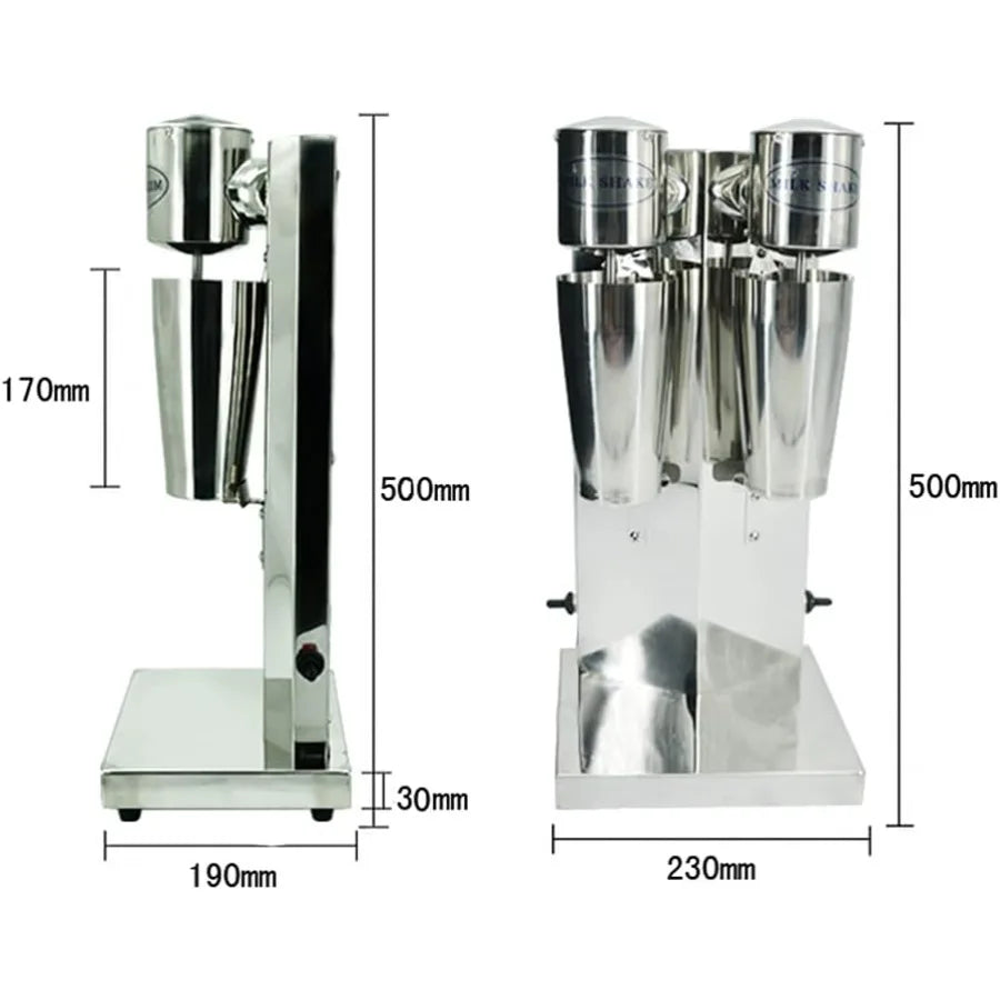 Electric Milkshake Machine 360W High-Speed Commercial Blender for Smoothies and Shakes with 14000rpm Dual-Head Mixer Stainless