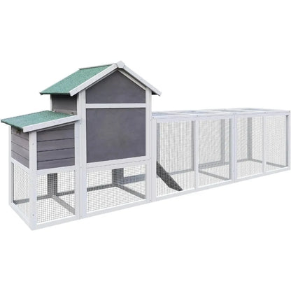 122" large chicken coop with run for 3-5 chickens, duck hen house with nesting box and ramp, rabbit hutch wooden pet cage for ya