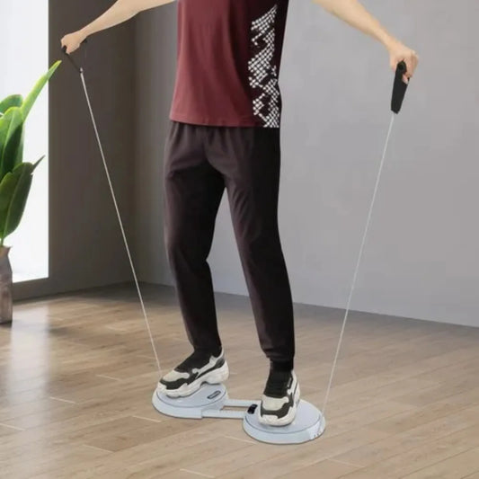 Gray Adjustable LCD Ab Twister Board w/ 2 Resistance Bands, Full Body Workout Equipment for Home Fitness, Core Strength Trainer