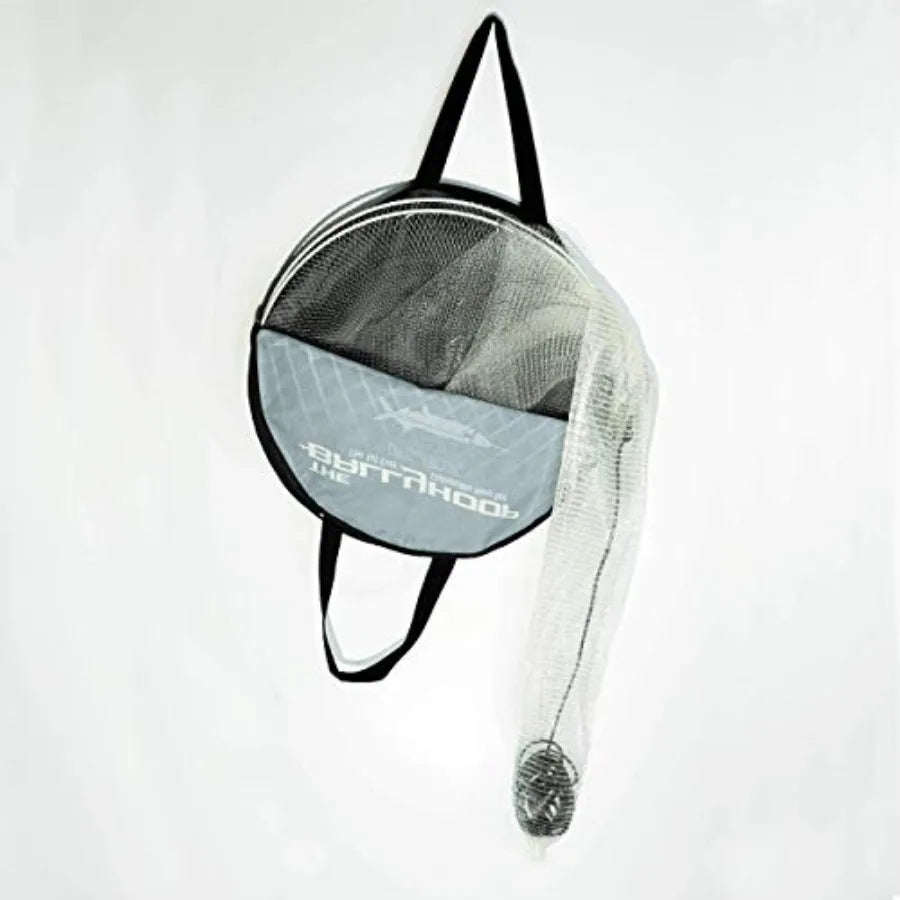 24 Collapsible Fishing Hoop Net for Live Bait Capture in Black with Durable Mesh Material and Easy Storage Design