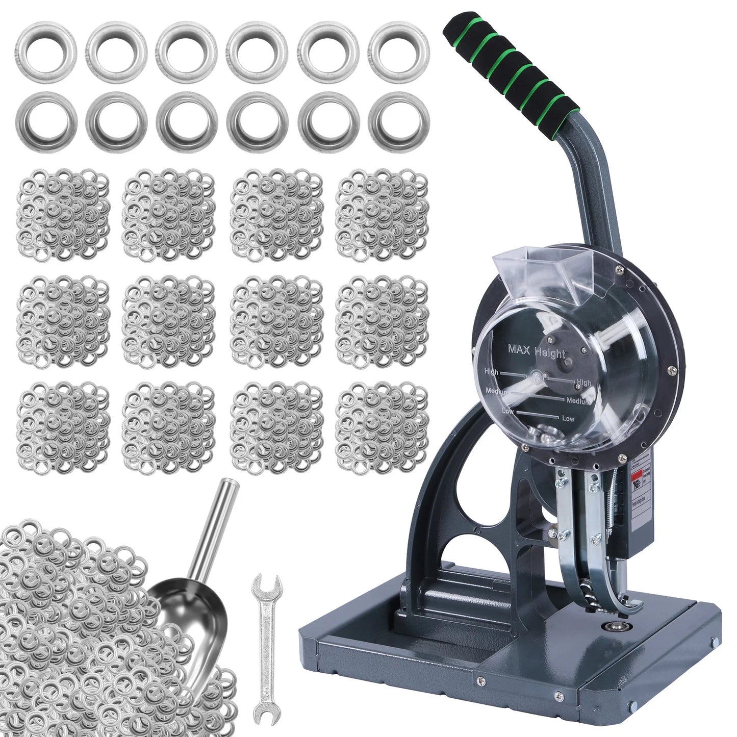 Semi-Automatic Eyelet Rivet Press with 5000Pcs Metal Eyelets Buckle Making Machine 10mm for Fabric Leather Banners DIY Projects