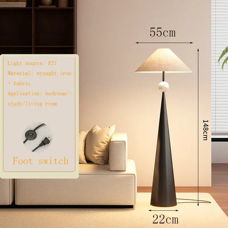 Wabi Sabi White Mushroom Standing Floor Lamps Fabric Floor Reading Lights Foyer Bedroom Designer Sofa Showroom Decorative Lamp