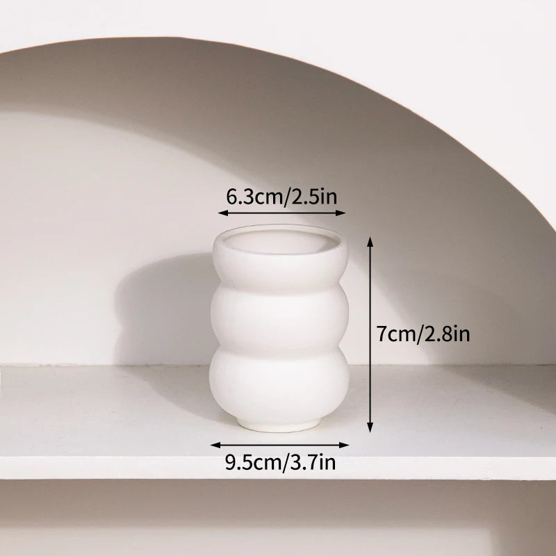 White Ceramic Vases Decorative Pottery Vase Dried Arrangement Flower Bottle Vases Decoration Home Room Decor Modern Decor Vases