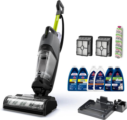 Multi-Purpose Wet Dry Vacuum Cleaner with Steam Function, Green Color, Includes Formula for Enhanced Cleaning
