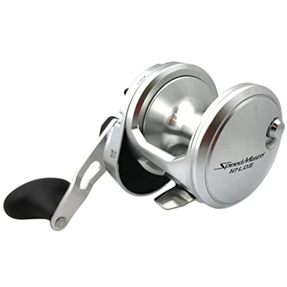 Right Hand Retrieve Saltwater Fishing Reel with Speed Lever Drag in Black for Heavy Duty Applications