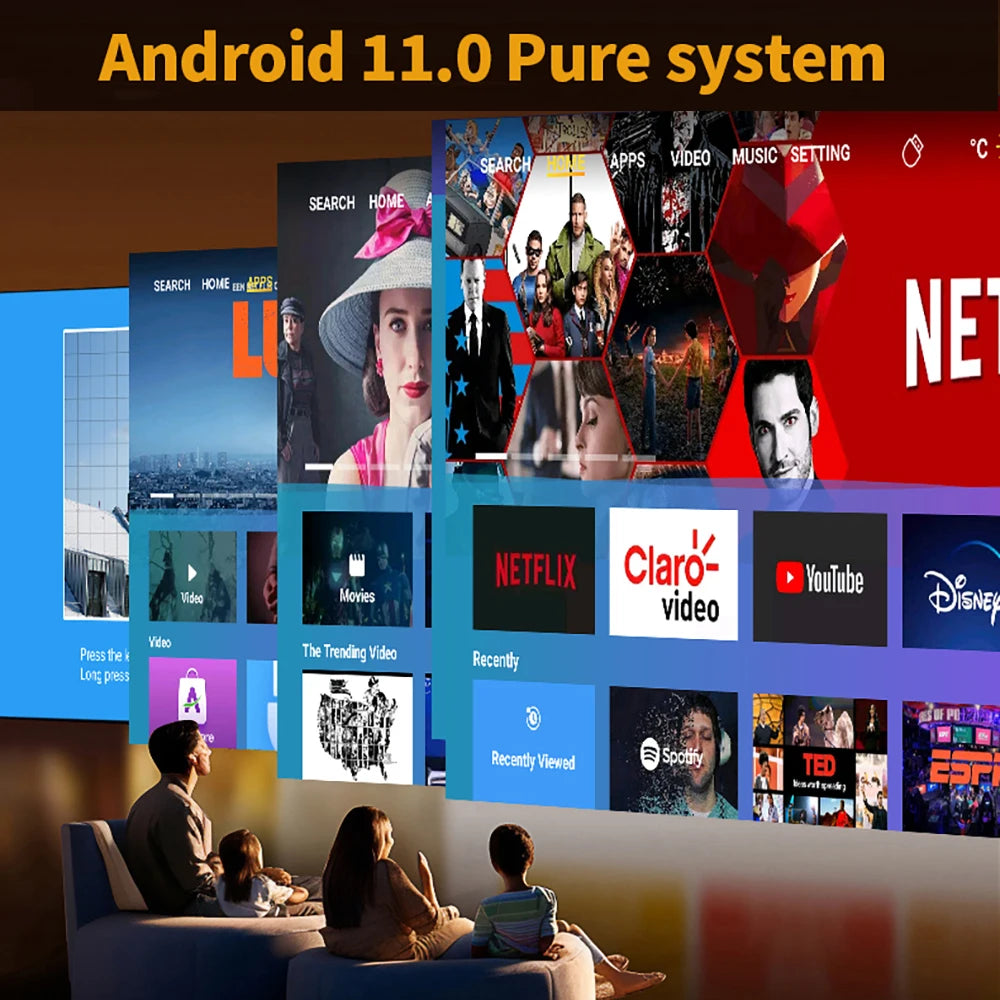 Yinzam Hy400 1080P HD Smart Projector Android11 Built-in 5200mAh Battery Support 4K Mobile Outdoor Projector WIFI BT Auto Focus