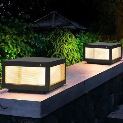 12' Black Solar Powered LED Post Light, Modern Outdoor LED Fence Light for Pathways, Decks, and Patios (2-Pack)