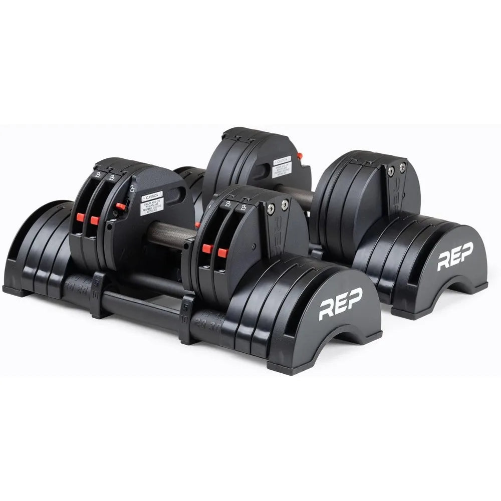 Rep Fitness Quickdraw Adjustable Dumbbells - Weight Ranges from 5 to 30, 40, 50, and 60 Pounds