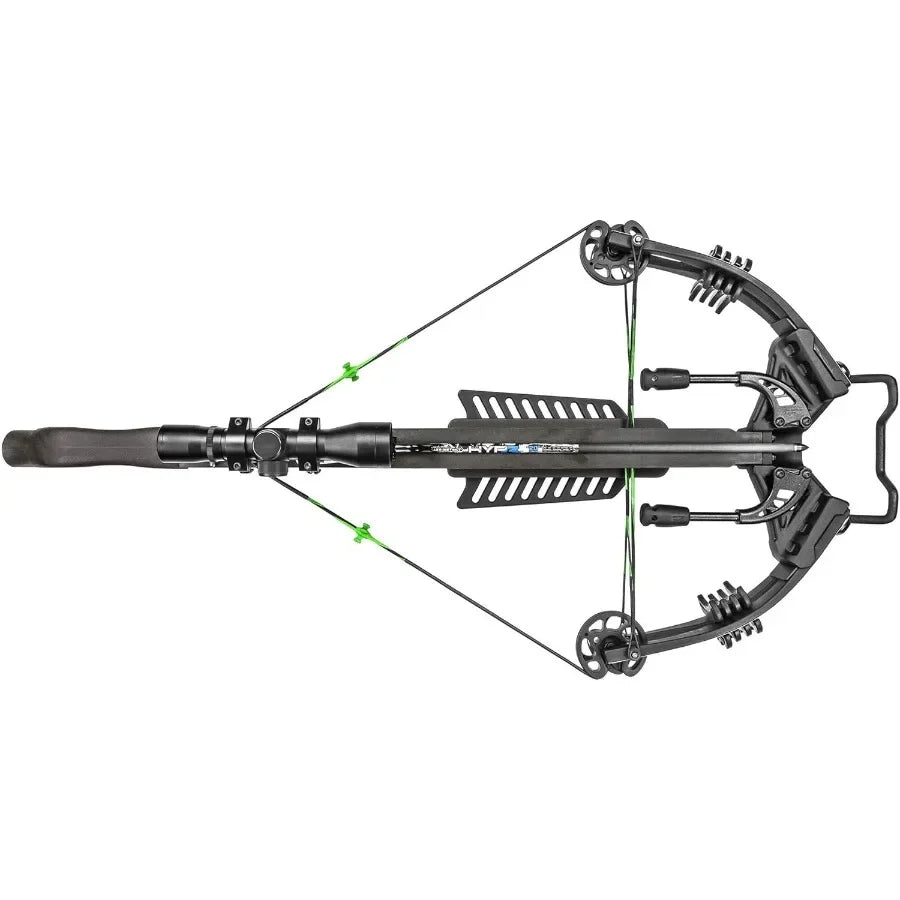 Killer Instinct Lethal 405 Crossbow Pro Package with 4 x 32 Non-Illuminated Scope Rope Cocker String Suppressors 3-Bolt Quiver