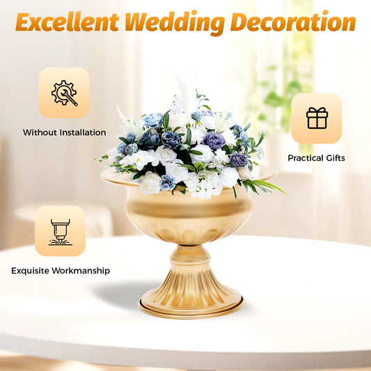 10PCS Gold Flower Vases, Iron Trumpet Vintage Plant Pots for Home Wedding Decor, Centerpiece Table Decorations