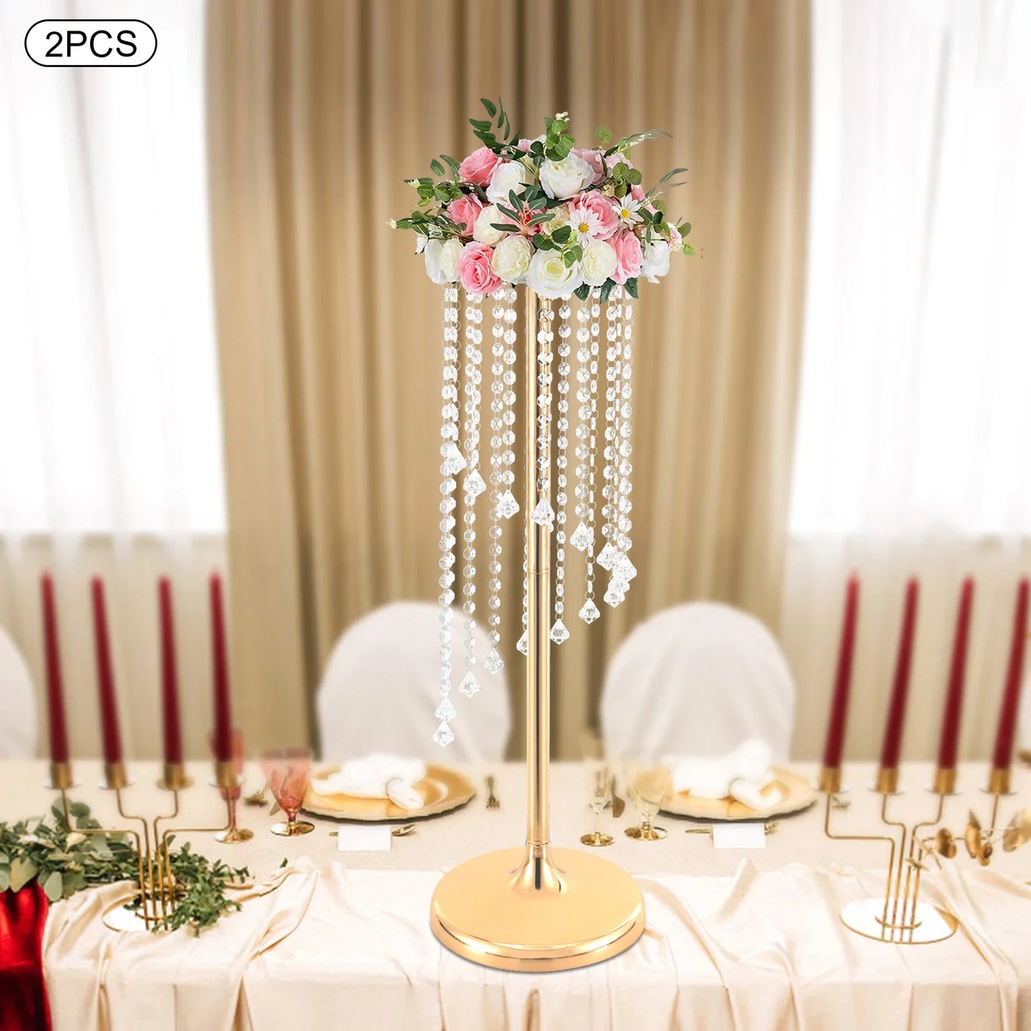 2 Pcs Large Flower Vase Table Desk Decor Wedding Home Decor Wedding Centerpieces Gold Vases 70cm Tall