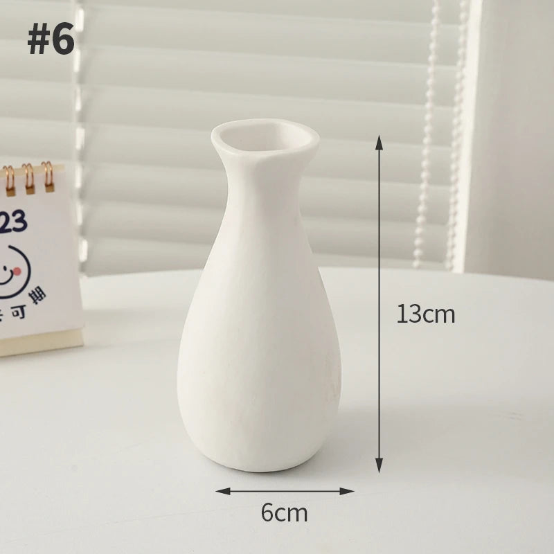 White Ceramic Vases Decorative Pottery Vase Dried Arrangement Flower Bottle Vases Decoration Home Room Decor Modern Decor Vases