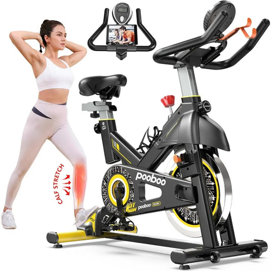 Exercise Bike, Adjustable Magnetic/Brake Pad Resistance Silent Belt Drive, Indoor Cycling Bike for Home Cardio, Fitness Station