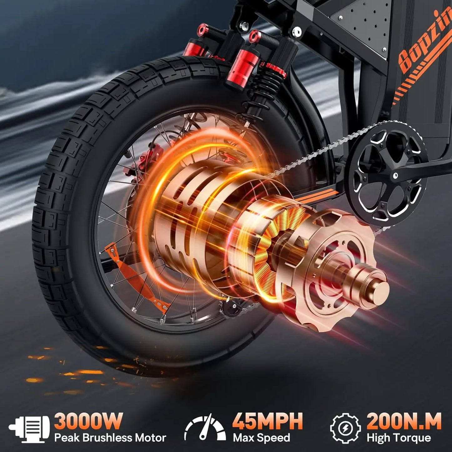 Bopzin Electric Mountain Dirt Bike M2000 60V 35Ah 3000W 20"x4 Off Road Fat Tire E-Bike Electric Bicycles Motorcycle for Adults