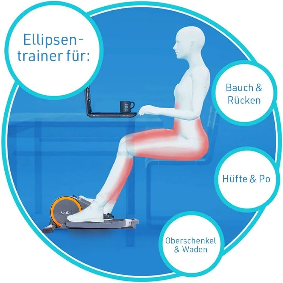 Under Desk Elliptical Bike Pedal Exerciser, with LCD Fitness Tracker Screen, Adjustable Resistance, Work from Home Fitness, Buil