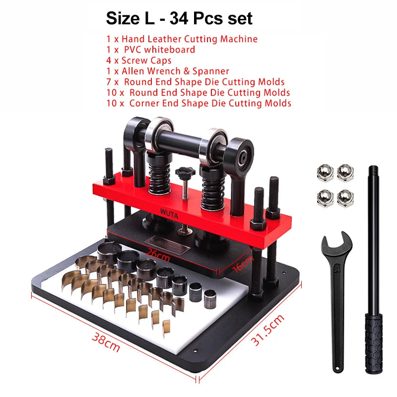 WUTA Pro Leather Cutting Machine Manual Die Cutter Embossing Shaping Tools Hand Press Mold DIY Punching Fabric Paper (Size L)