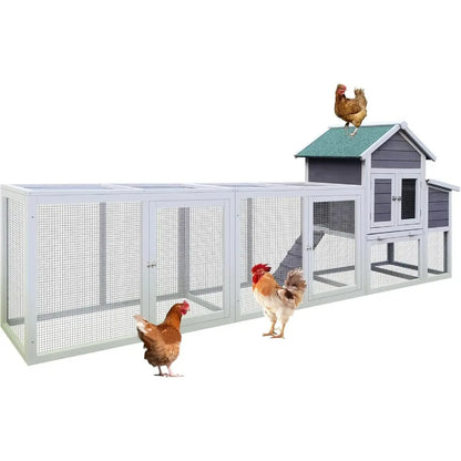 122" large chicken coop with run for 3-5 chickens, duck hen house with nesting box and ramp, rabbit hutch wooden pet cage for ya
