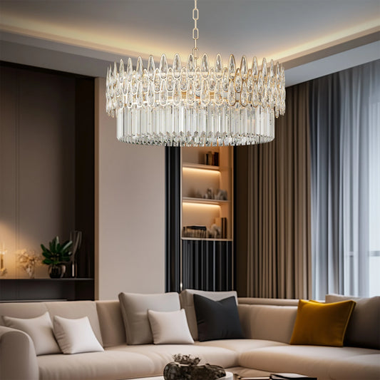 LUVODI Luxury Ceiling Pendant Lighting Decor Crystal Chandeliers Light Fixture with Three Colors Lights