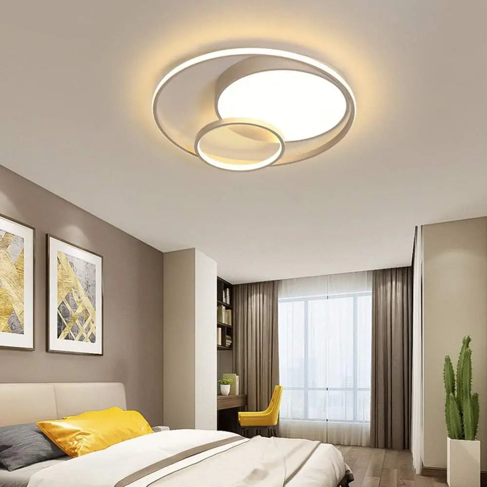 3-Rings LED Flush Mount Ceiling Light 3-Color Dimming Round Chandelier Modern 55W Dimmable Lamp  Living Room Kitchen Lights