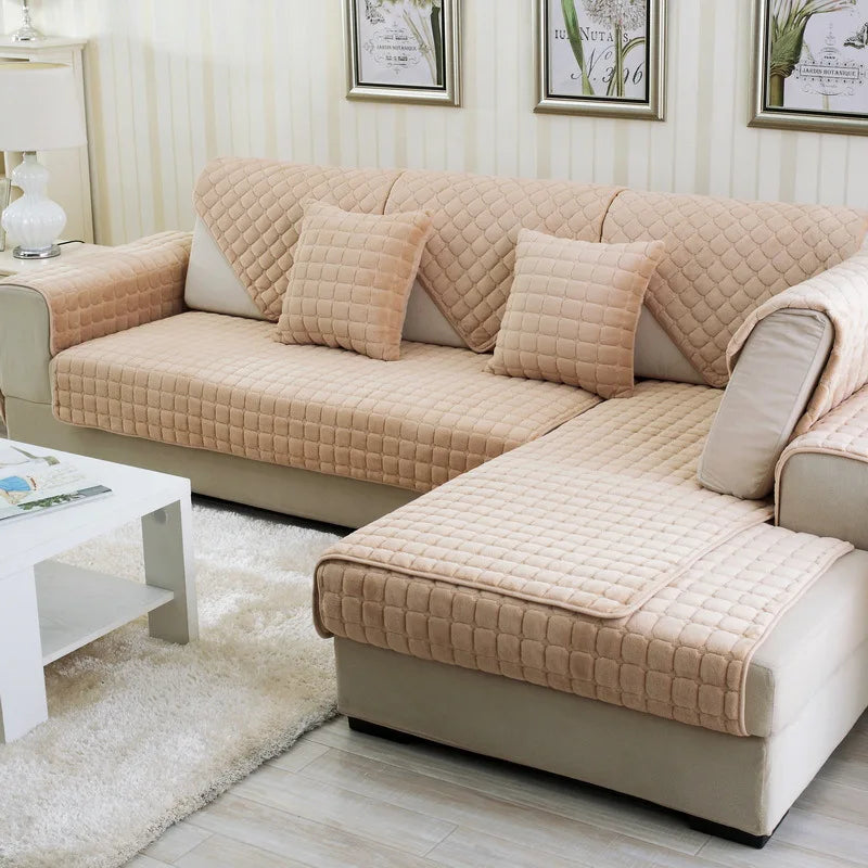 Striped Thick Warm Fury Sofa Cover Anti Slip Sofa Mat Sofa Cover Living Room Towels Sofa Blanket