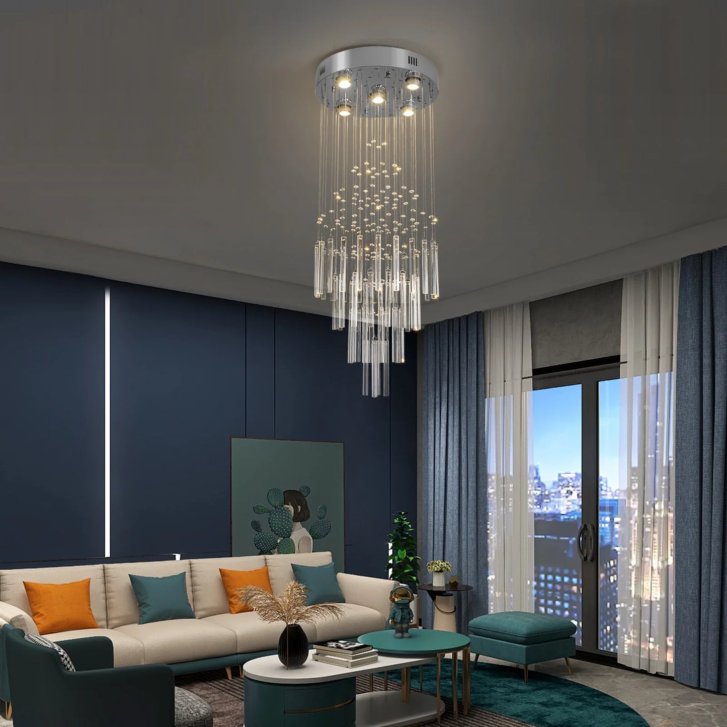 VETRULUS Crystal Ceiling Chandelier Luxury Home Decor Living Room Bedroom  Pendant Lights Lustre Lighting Fixture Ceiling Lamps