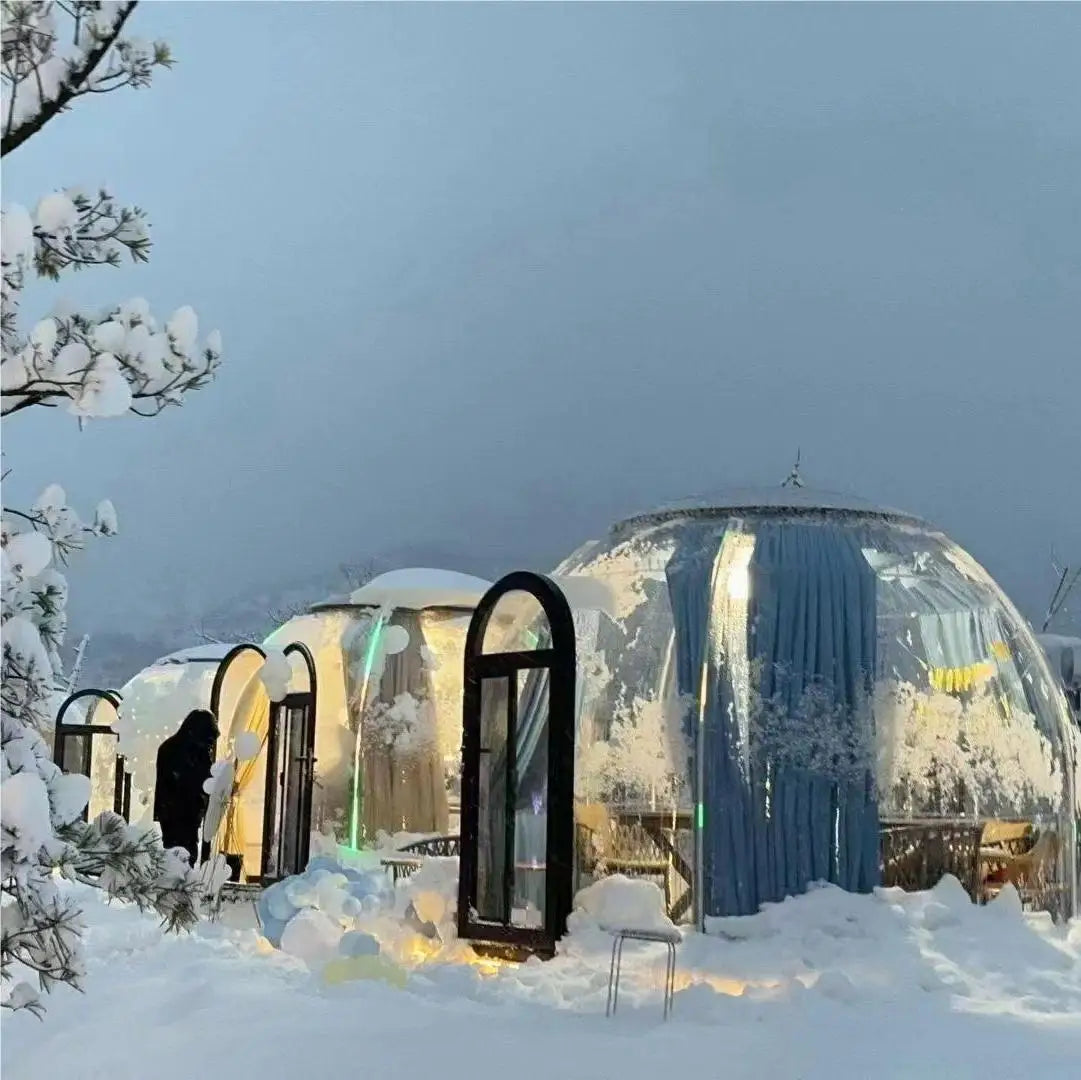 Transparent Luxury Outdoor Bubble House Star Room Igloo Glamping 8 People Dining Room